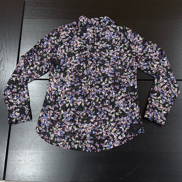 Express Sheer Floral Long Sleeve Collared Button-Up Top  with Sleeve Tabs - XS - Picture 6 of 11